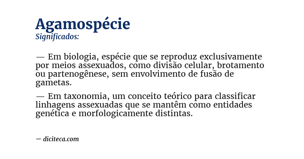 Significado de agamospécie