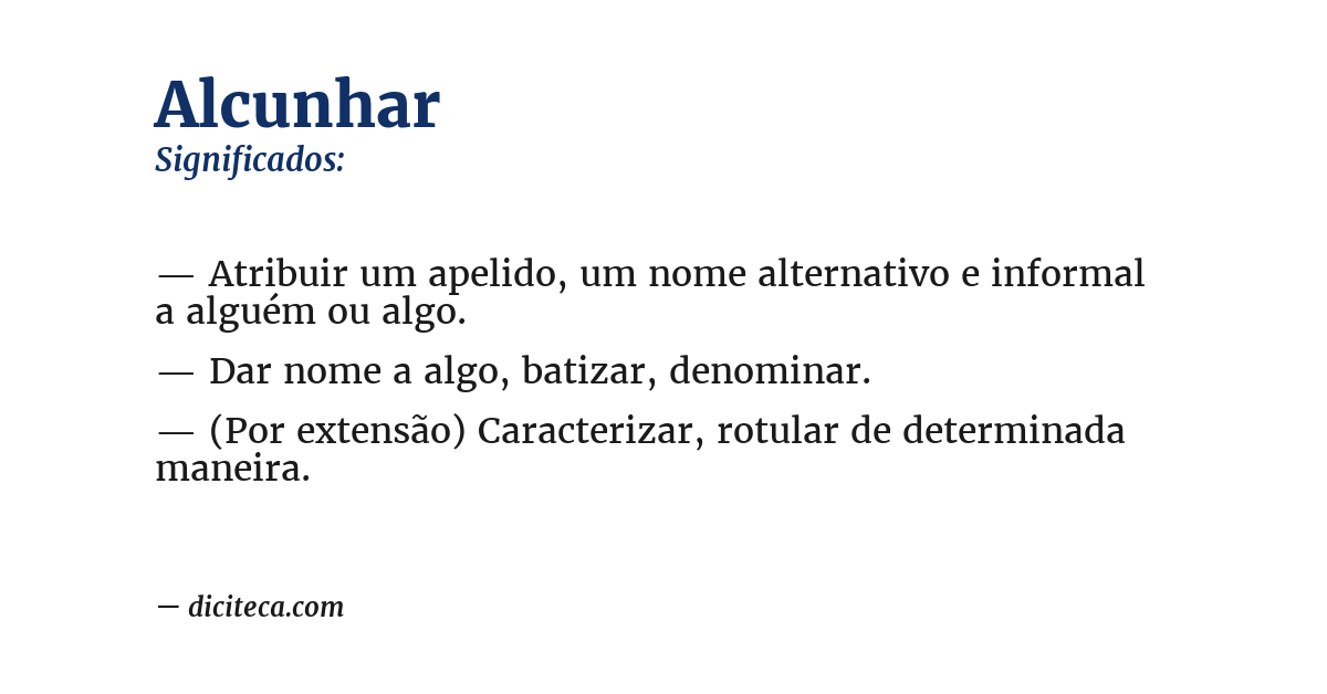 Significado de alcunhar