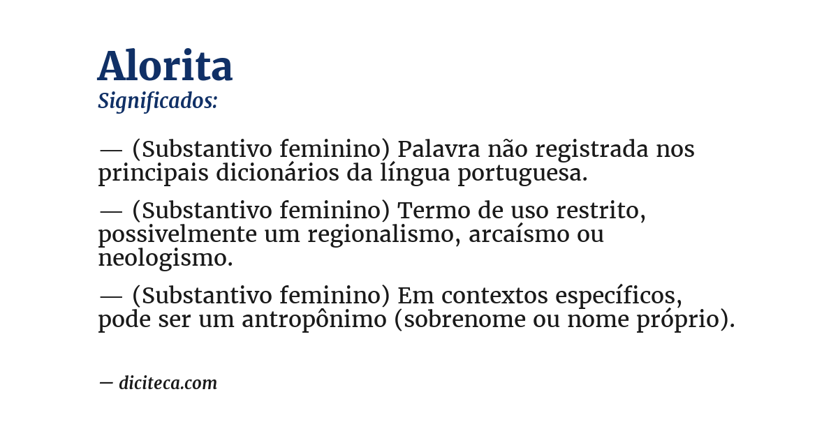 Significado de alorita