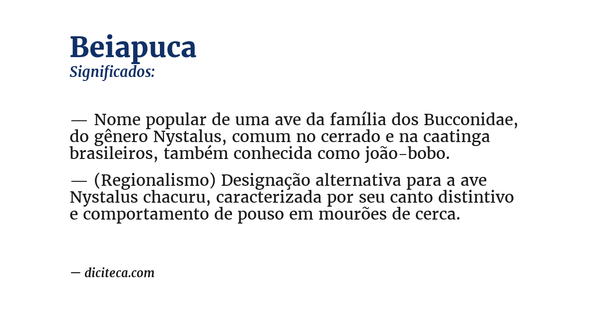 Significado de beiapuca