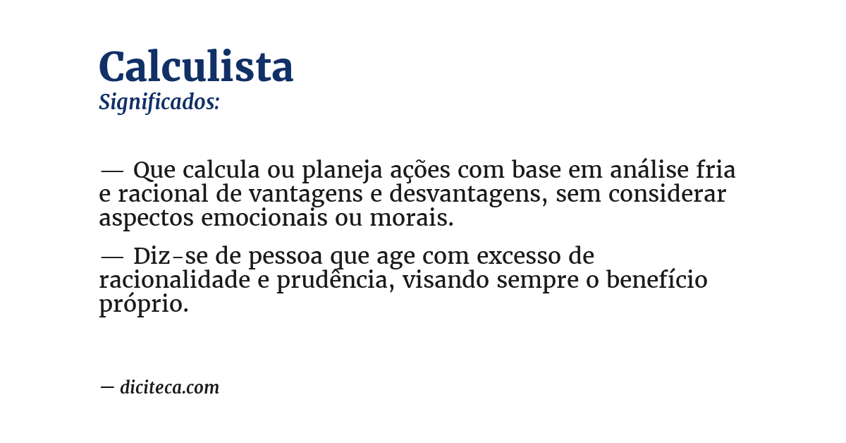Significado de calculista