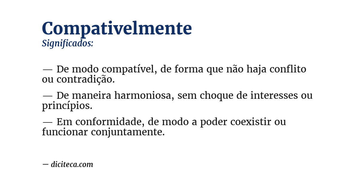 Significado de compativelmente