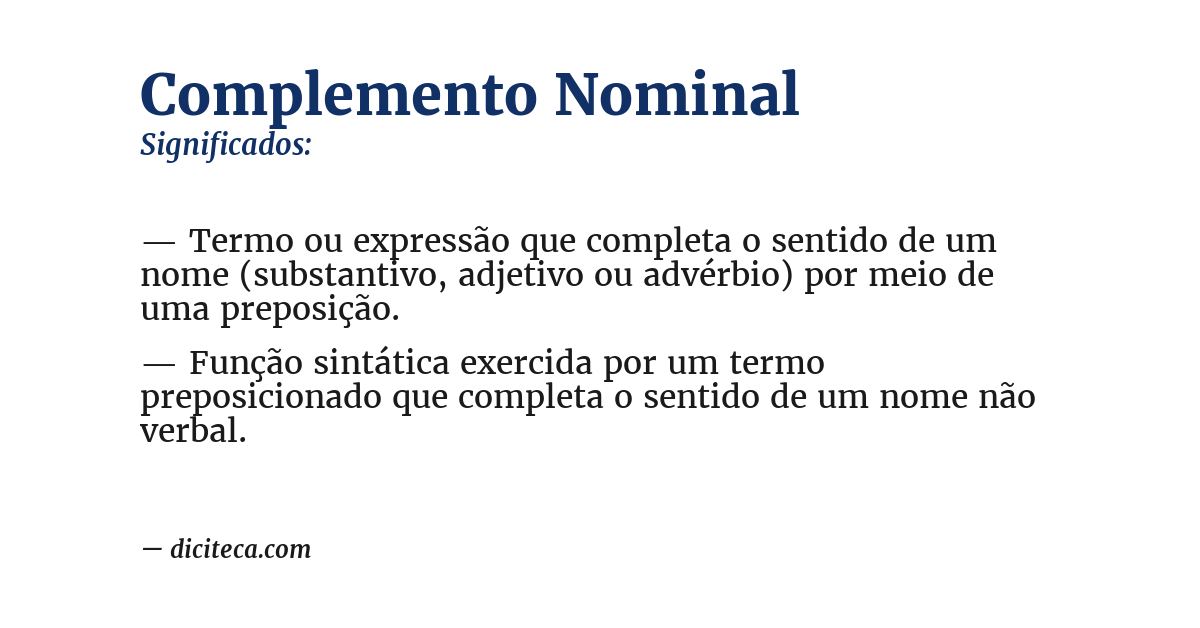 Significado de complemento nominal