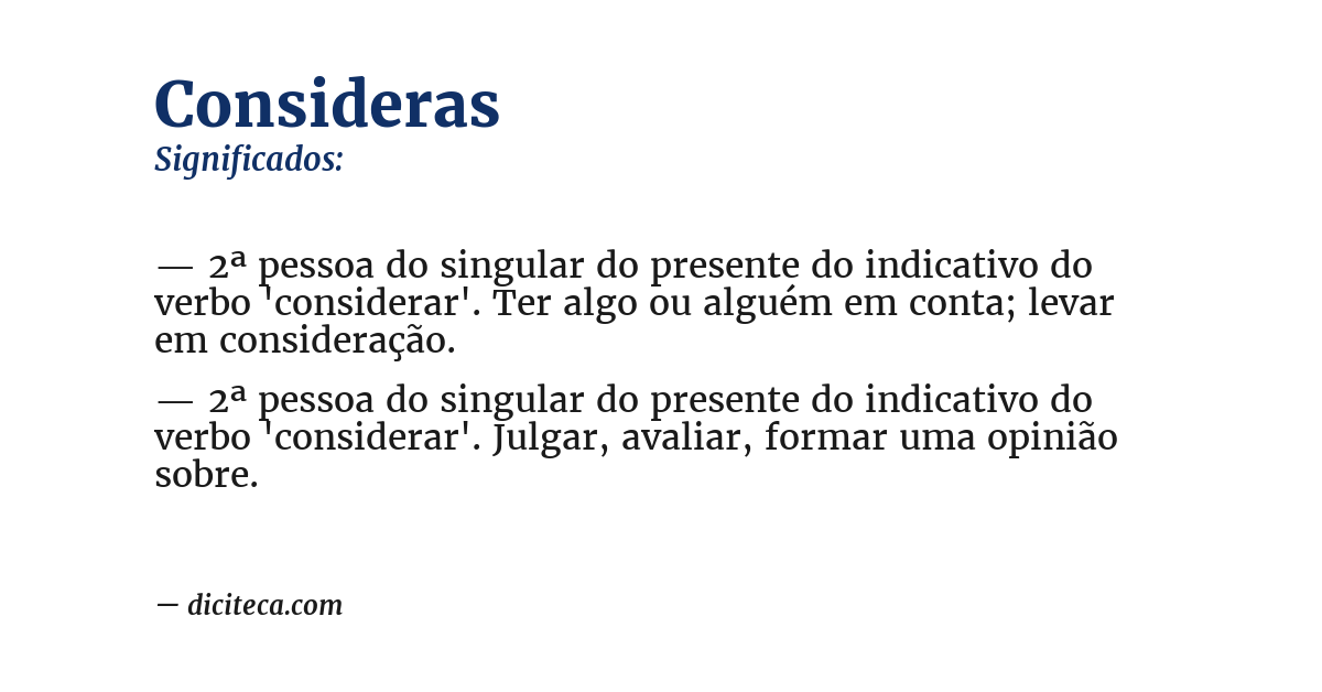 Significado de consideras