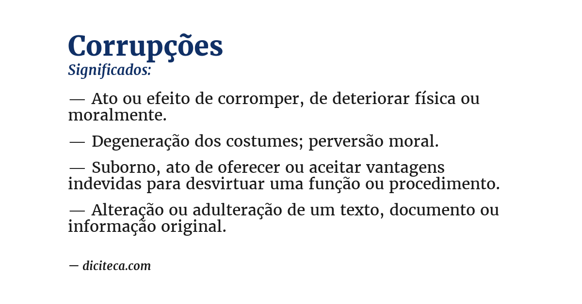 Significado de corrupções