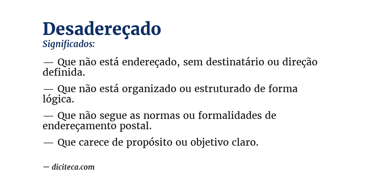 Significado de desadereçado