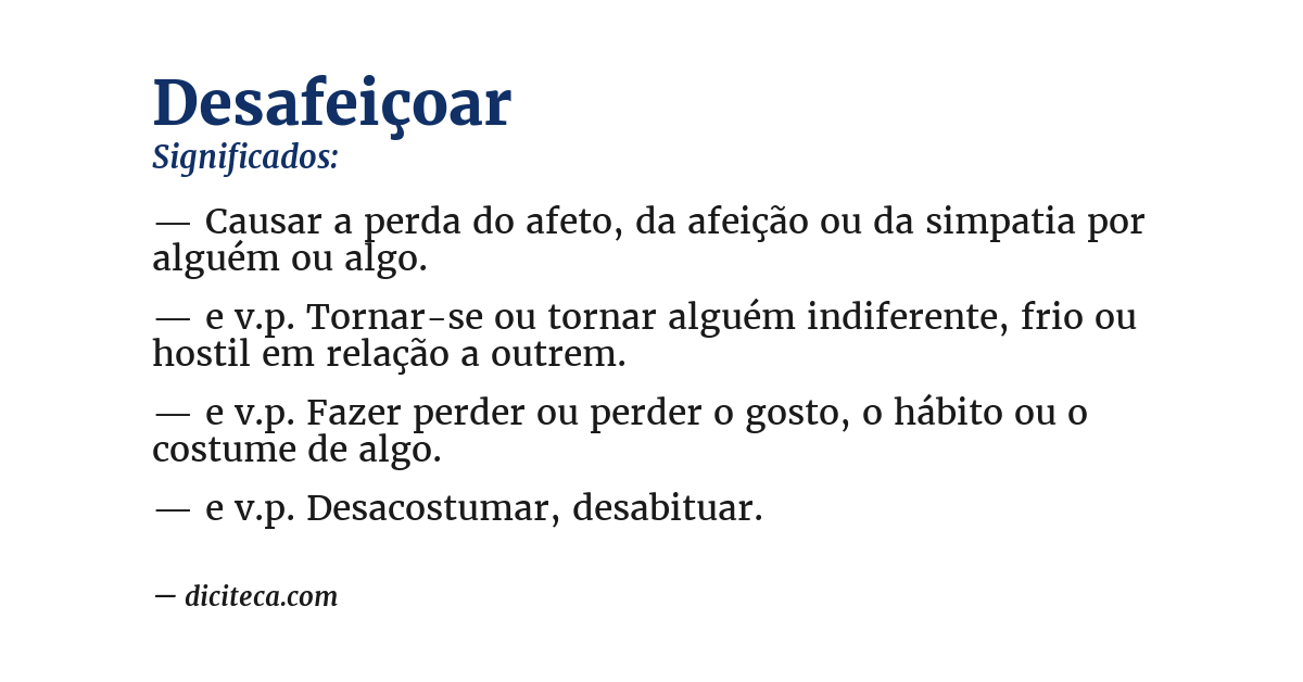 Significado de desafeiçoar