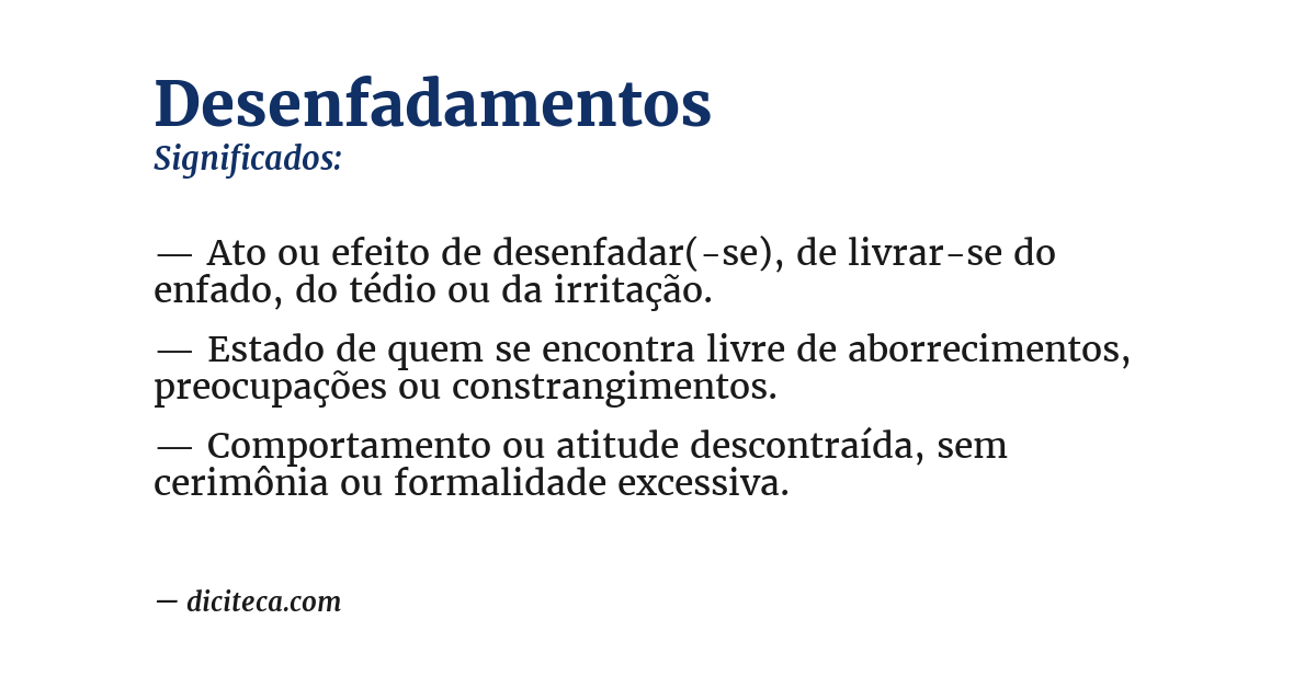 Significado de desenfadamentos