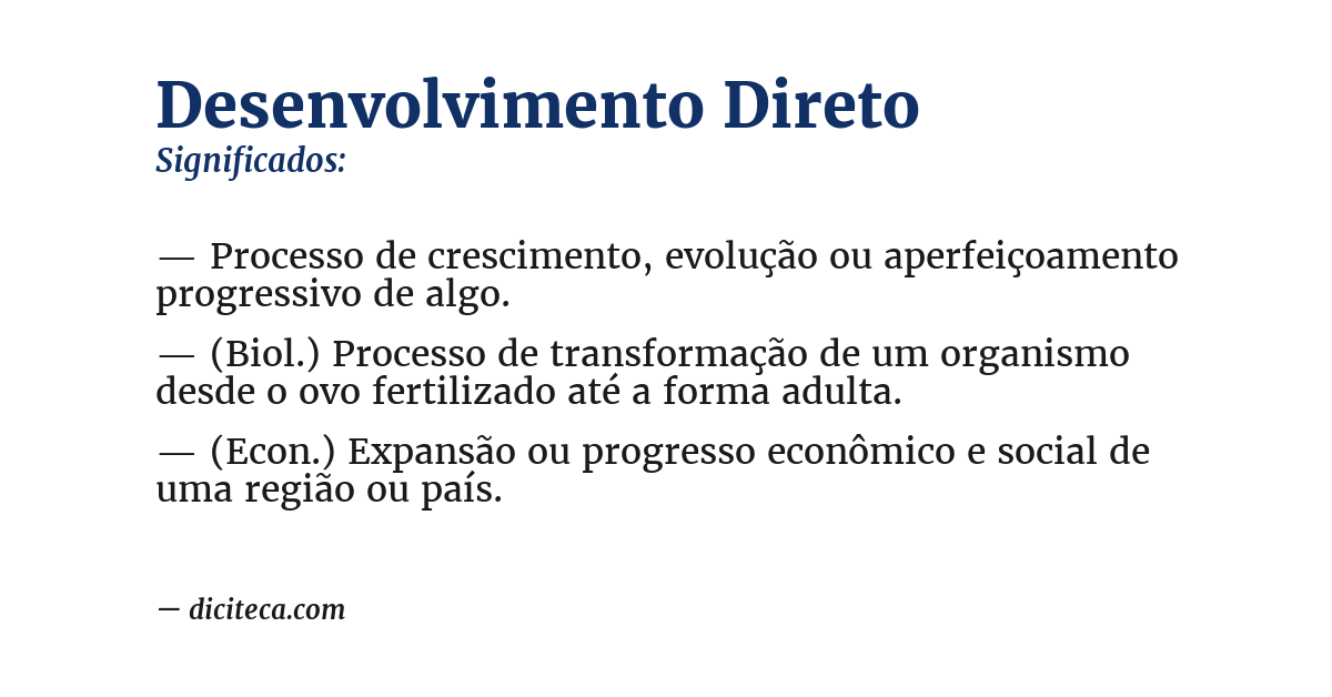 Significado de desenvolvimento direto