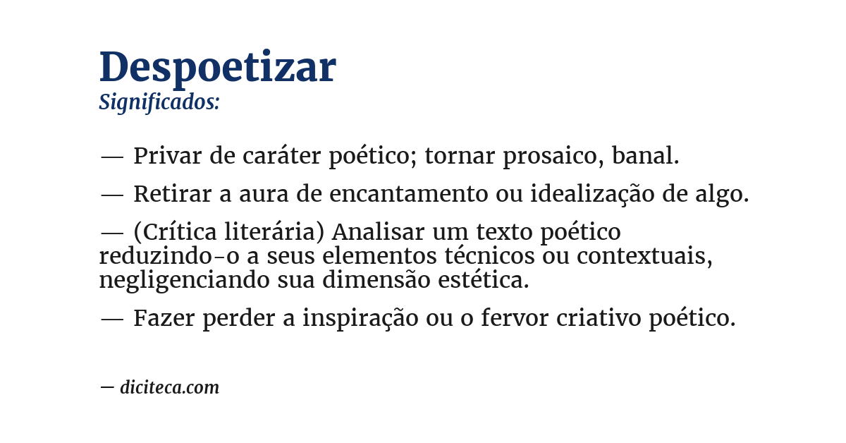 Significado de despoetizar