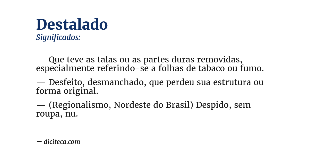 Significado de destalado
