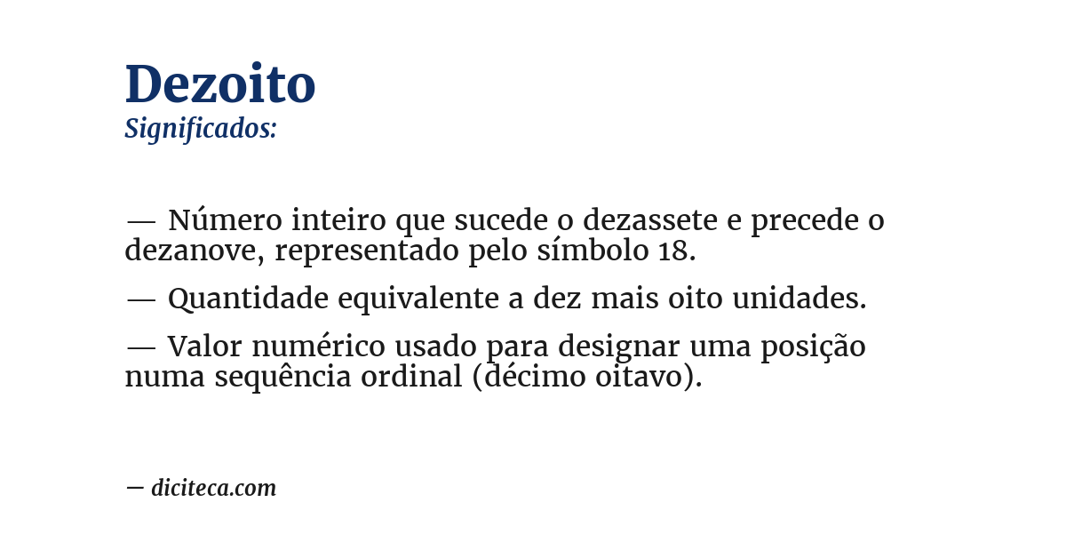 Significado de dezoito