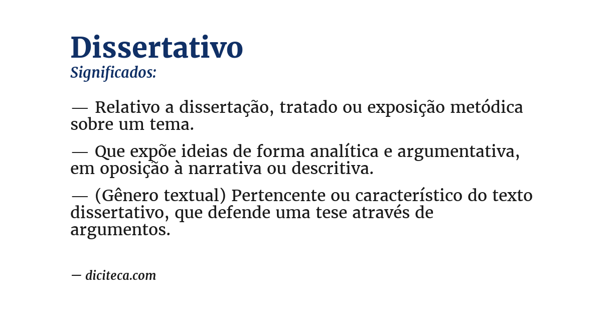 Significado de dissertativo