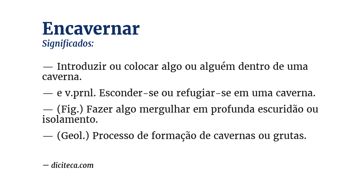 Significado de encavernar