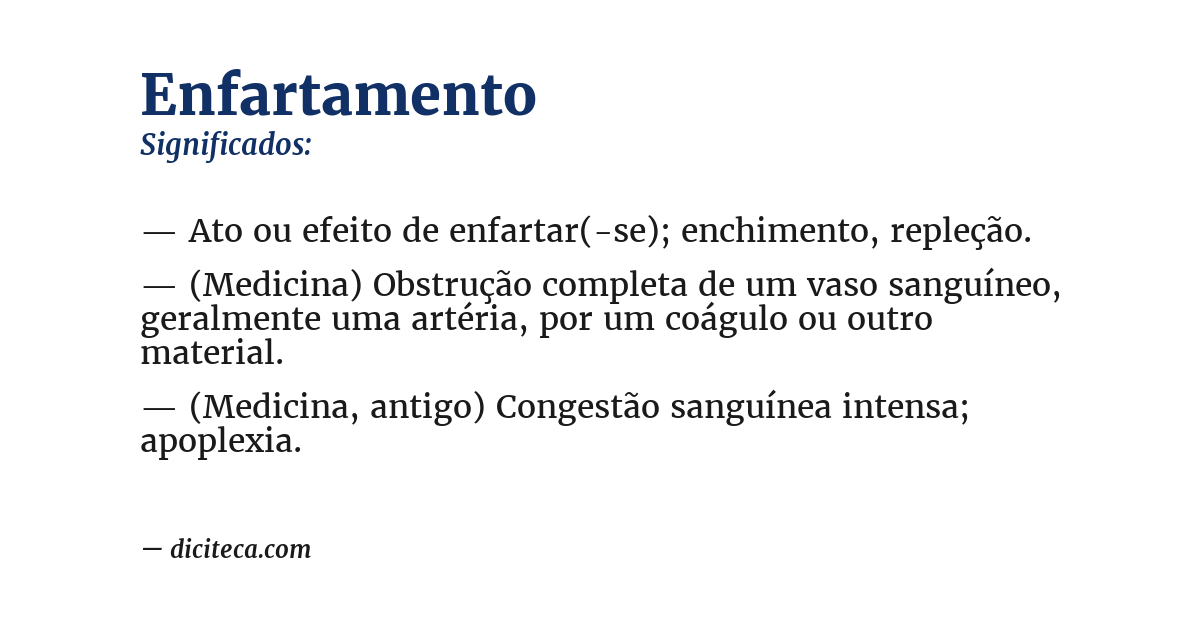 Significado de enfartamento