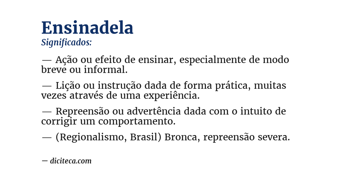 Significado de ensinadela