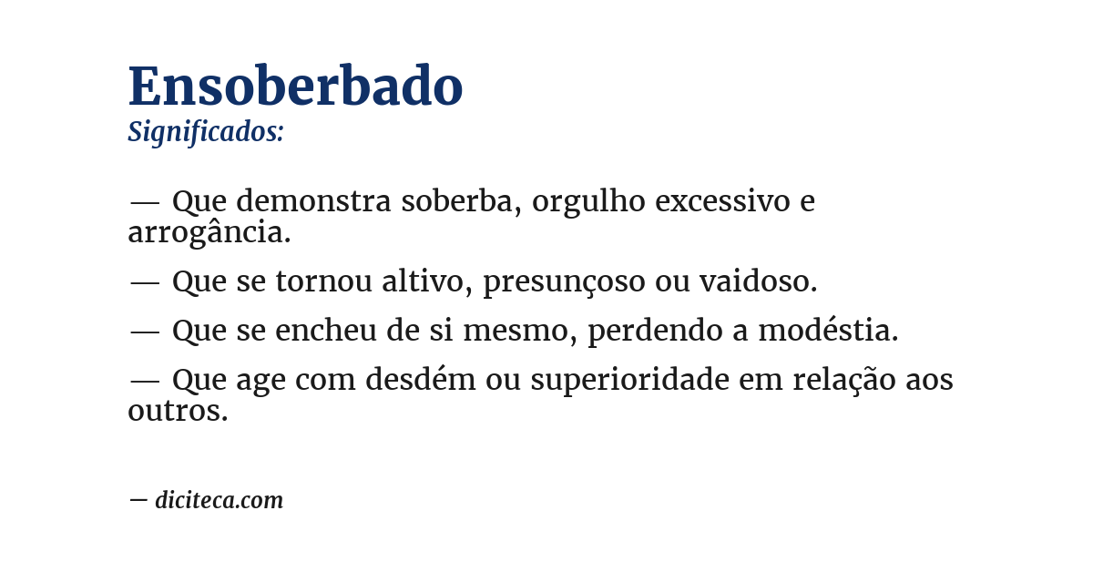 Significado de ensoberbado