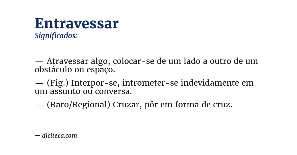 Significado de entravessar