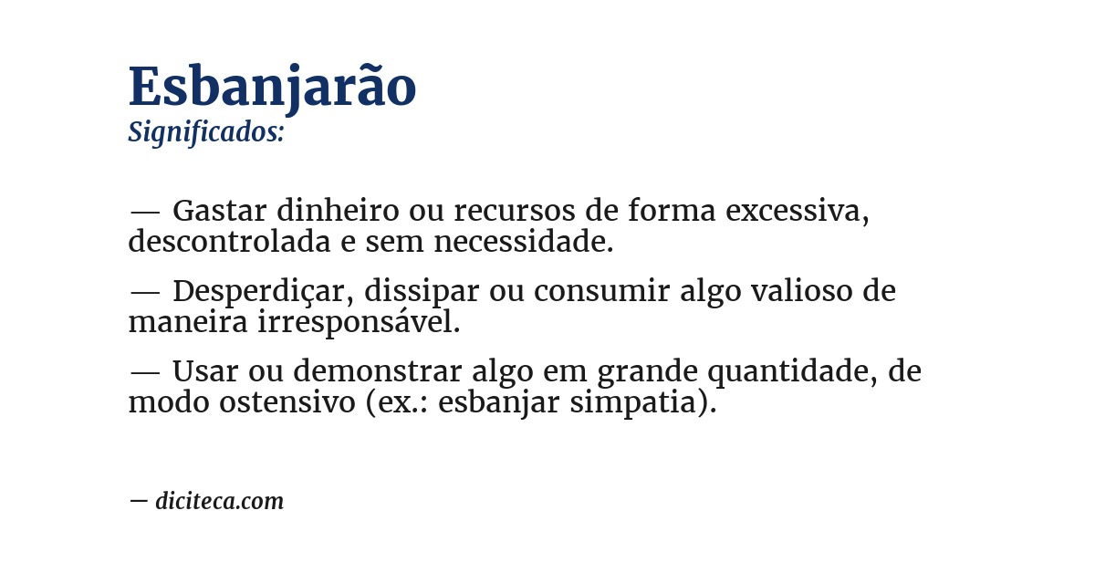 Significado de esbanjarão