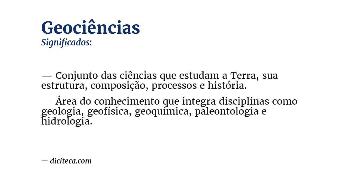 Significado de geociências