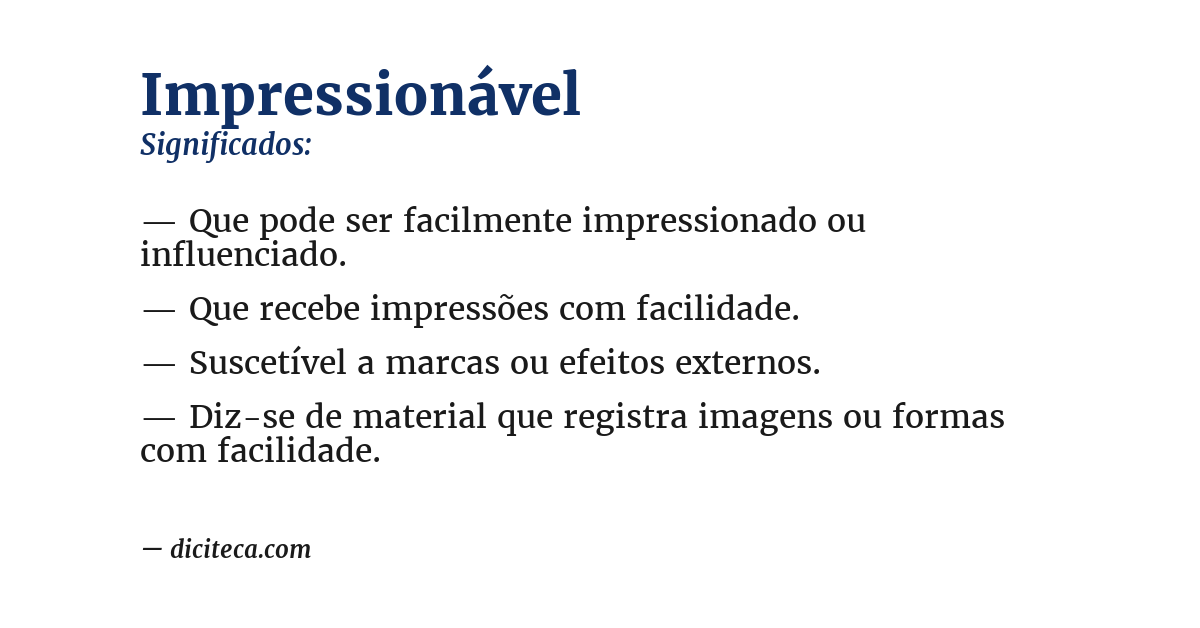 Significado de impressionável