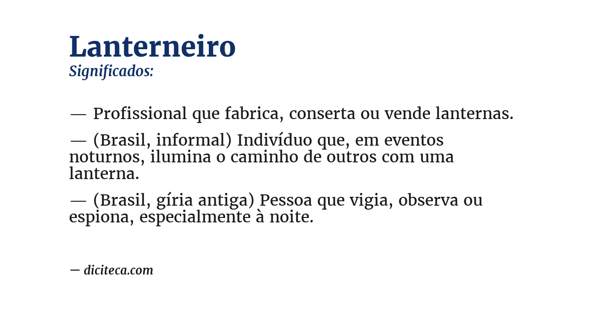 Significado de lanterneiro