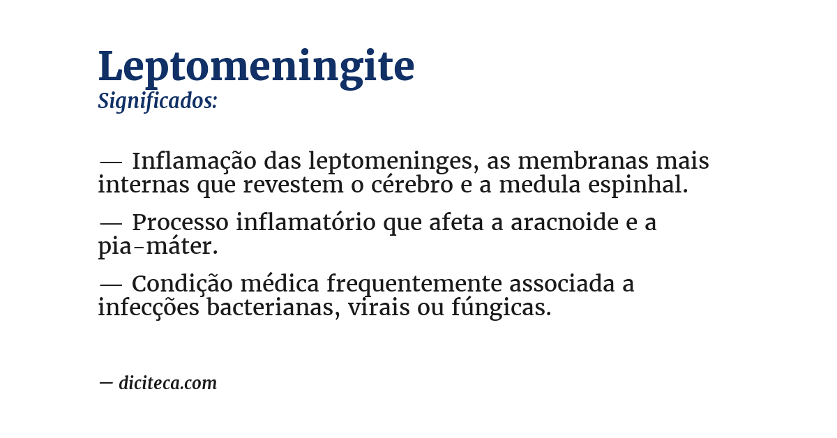 Significado de leptomeningite