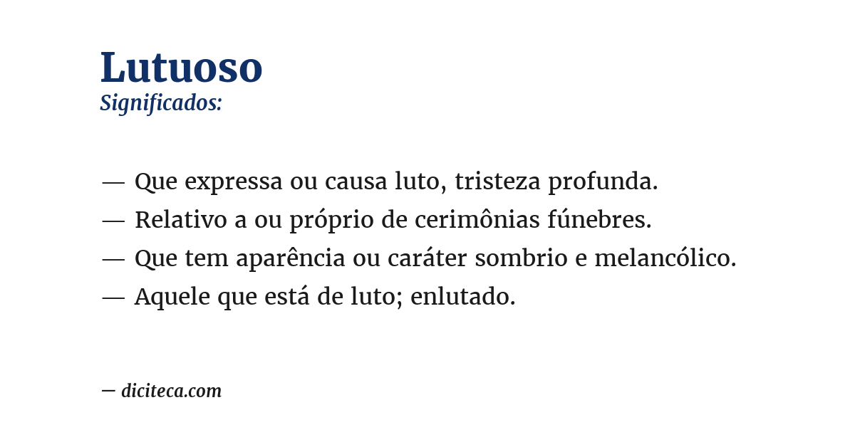 Significado de lutuoso