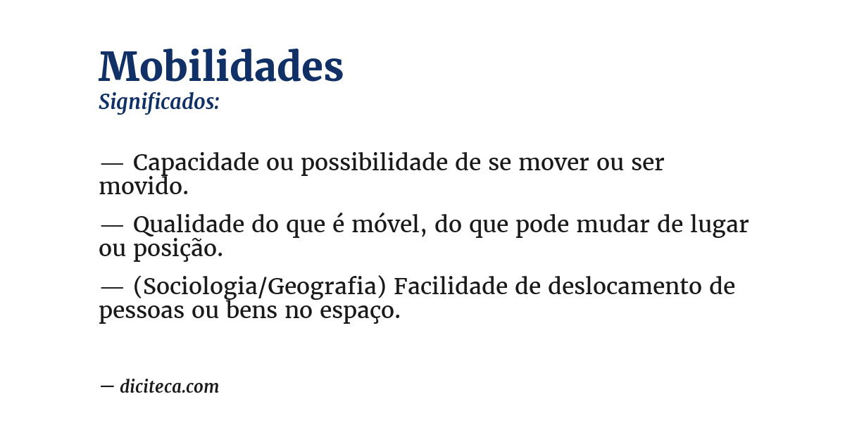 Significado de mobilidades