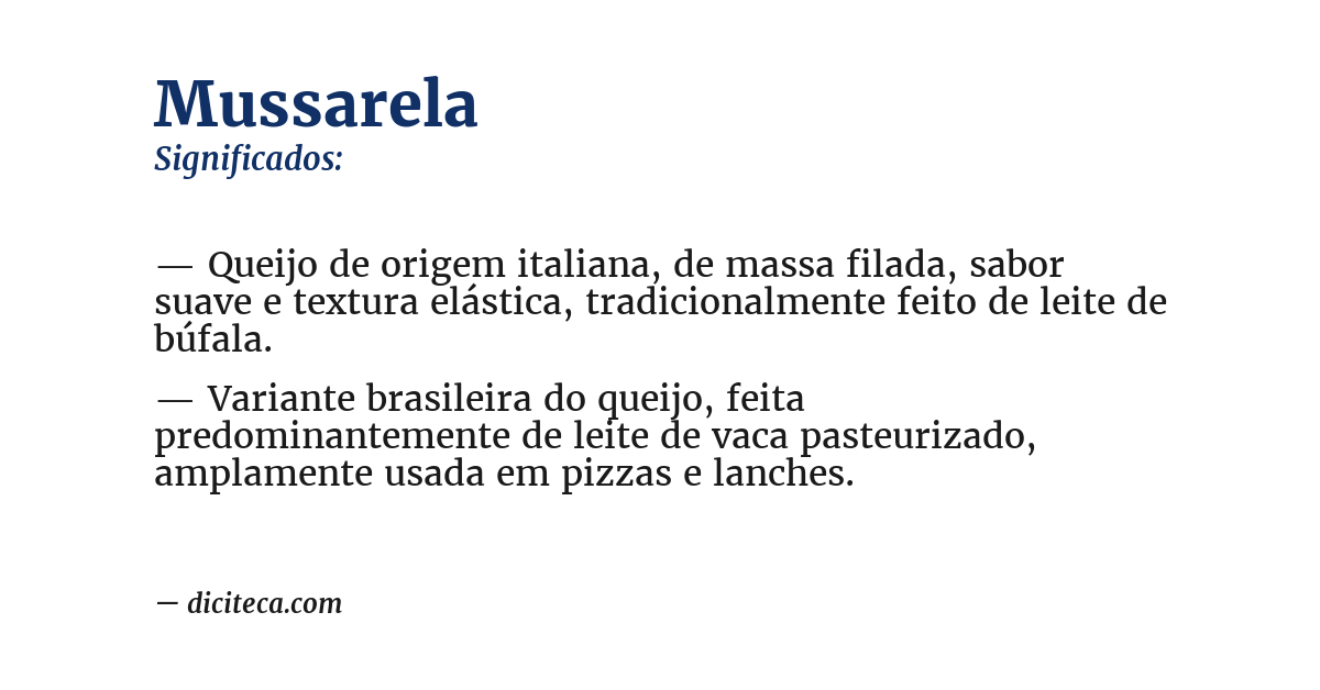 Significado de mussarela