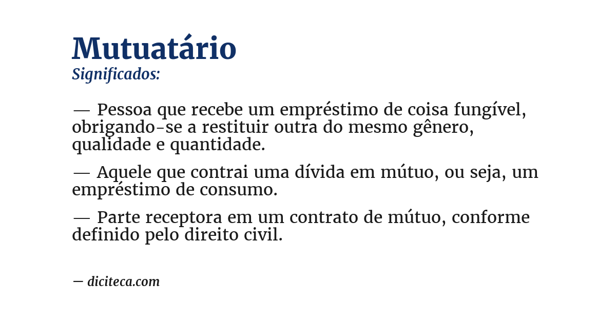 Significado de mutuatário