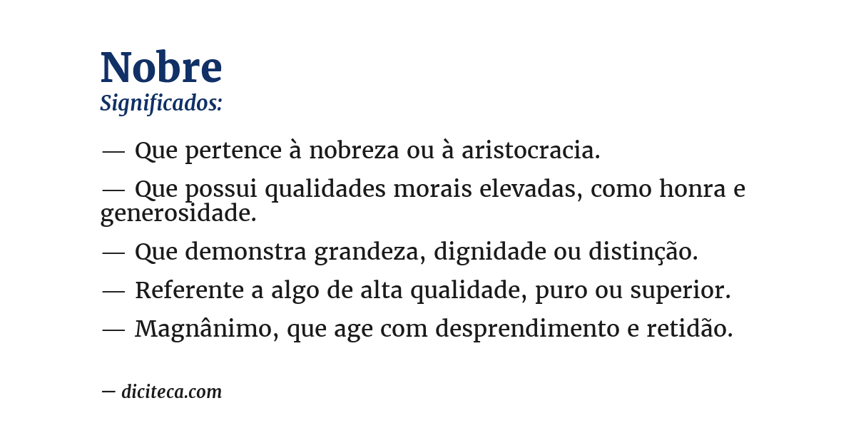 Significado de nobre