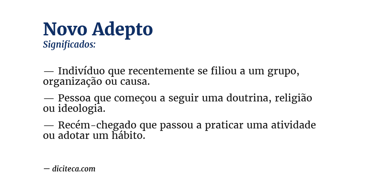 Significado de novo adepto