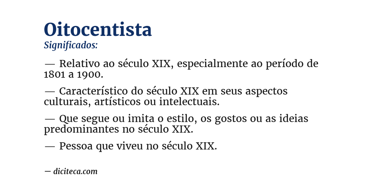 Significado de oitocentista