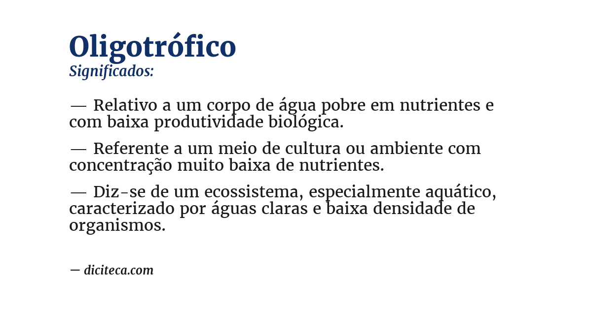 Significado de oligotrófico