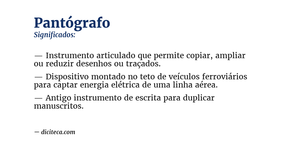 Significado de pantógrafo