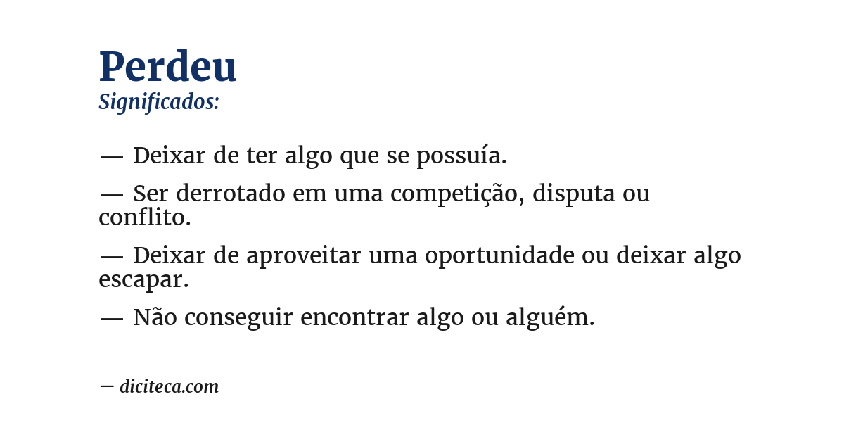 Significado de perdeu