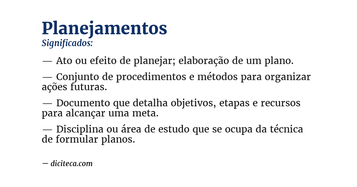Significado de planejamentos