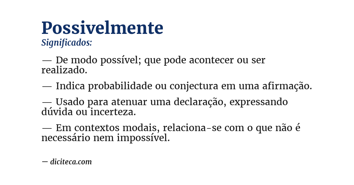 Significado de possivelmente