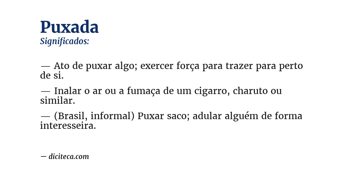 Significado de puxada