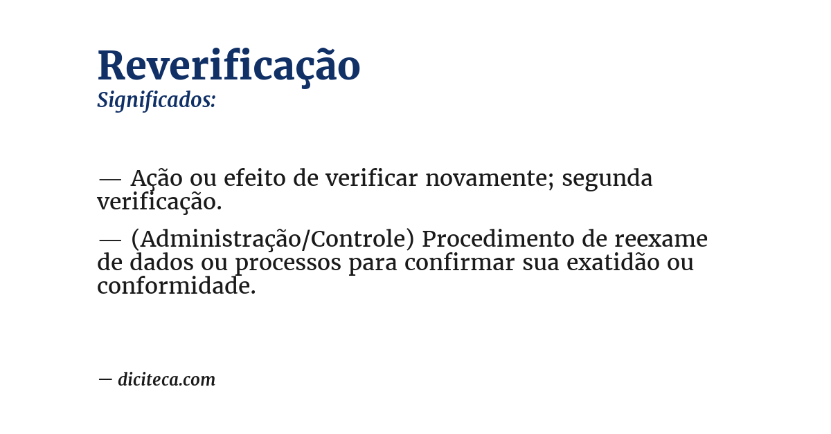 Significado de reverificação