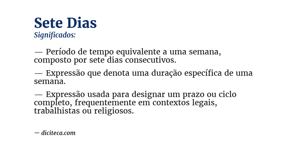 Significado de sete dias