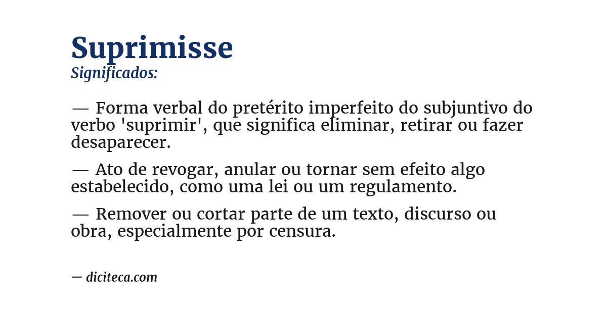 Significado de suprimisse