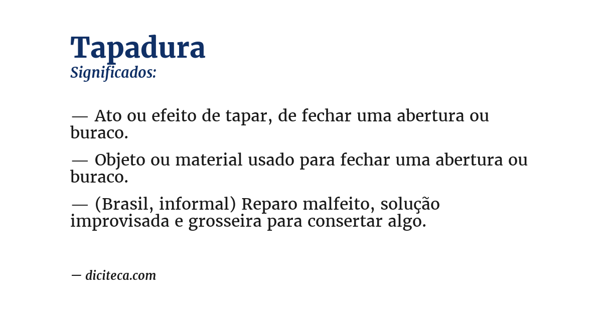 Significado de tapadura