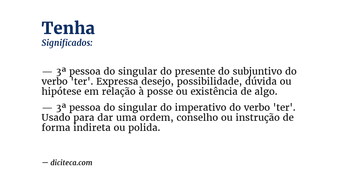 Significado de tenha