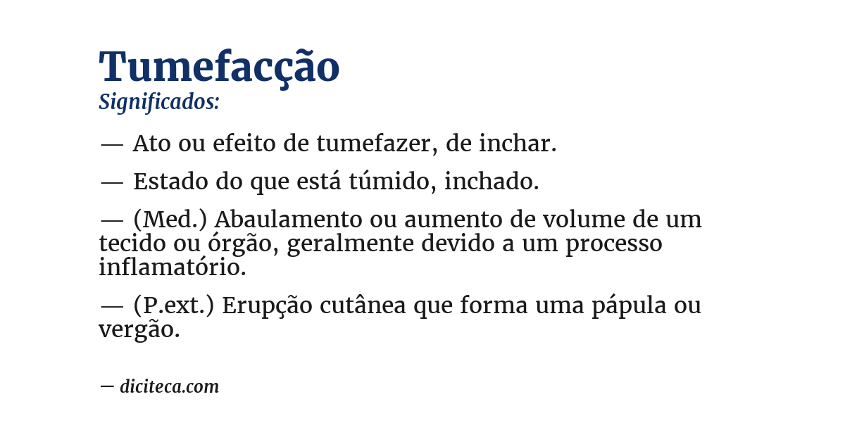 Significado de tumefacção