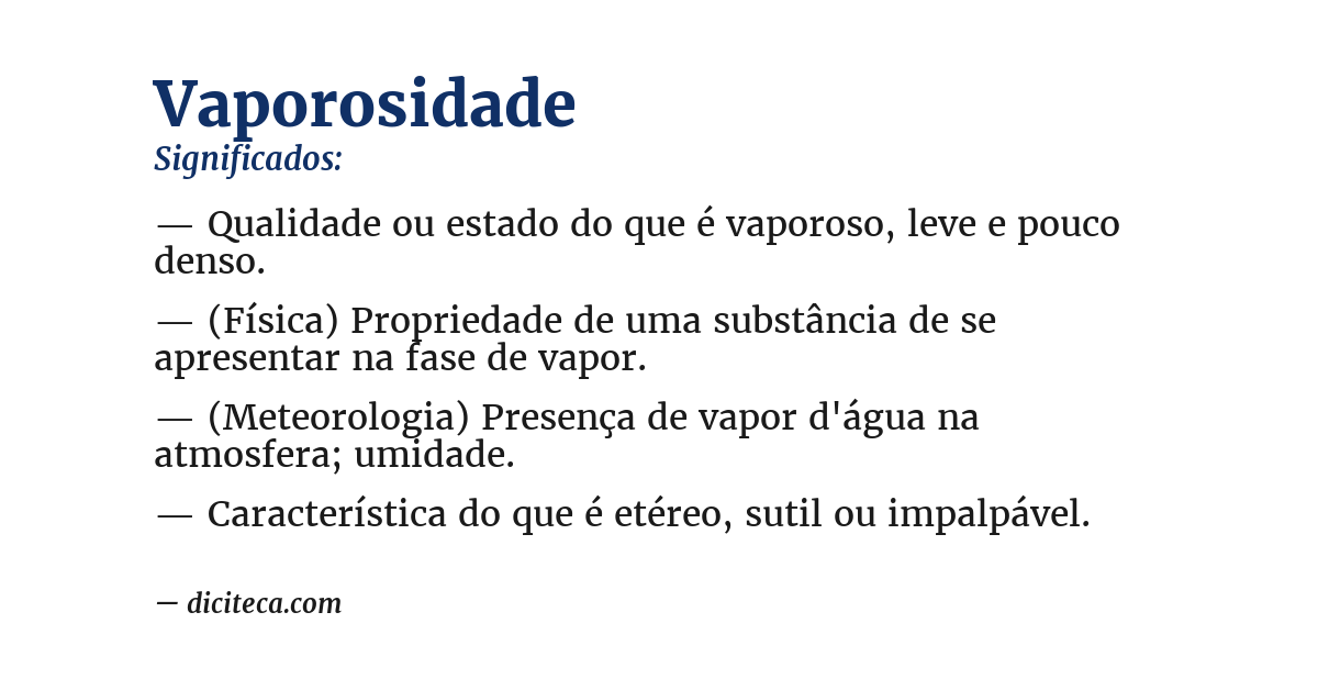 Significado de vaporosidade