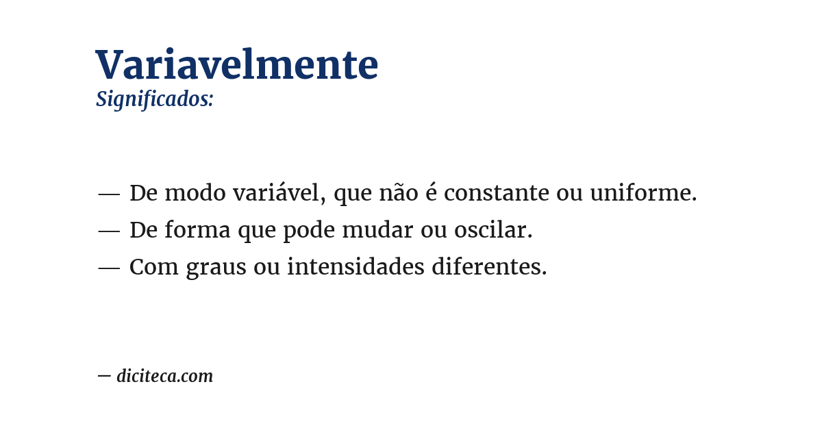 Significado de variavelmente