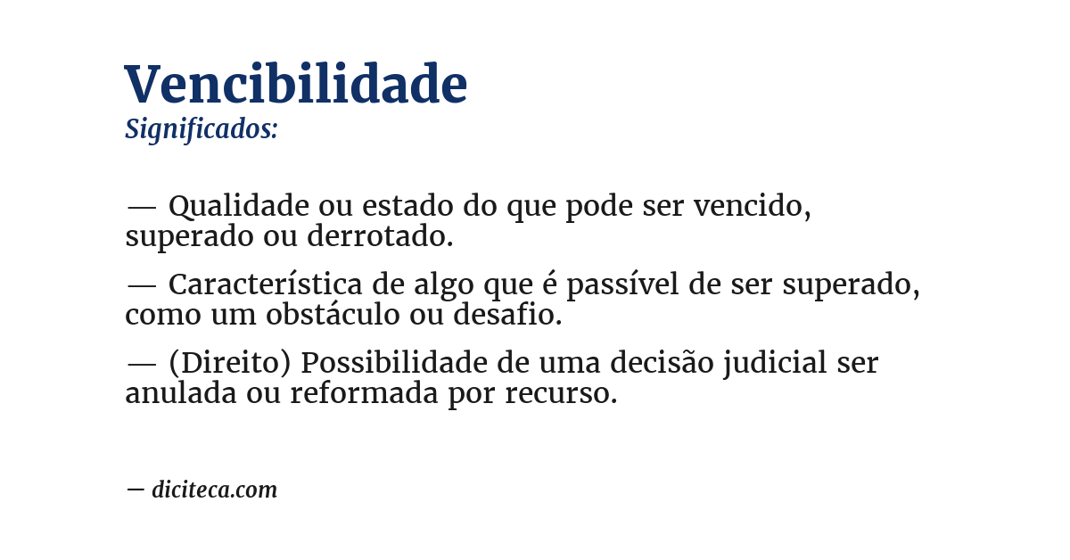 Significado de vencibilidade