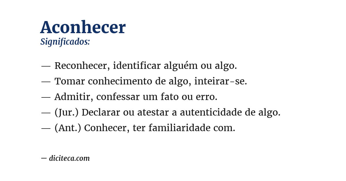Significado de aconhecer